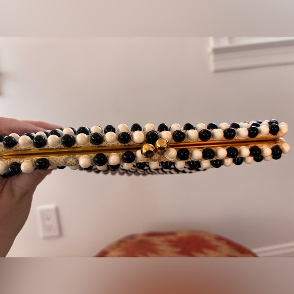 Beaded Vintage Black and White Clutch - Picture 4 of 7
